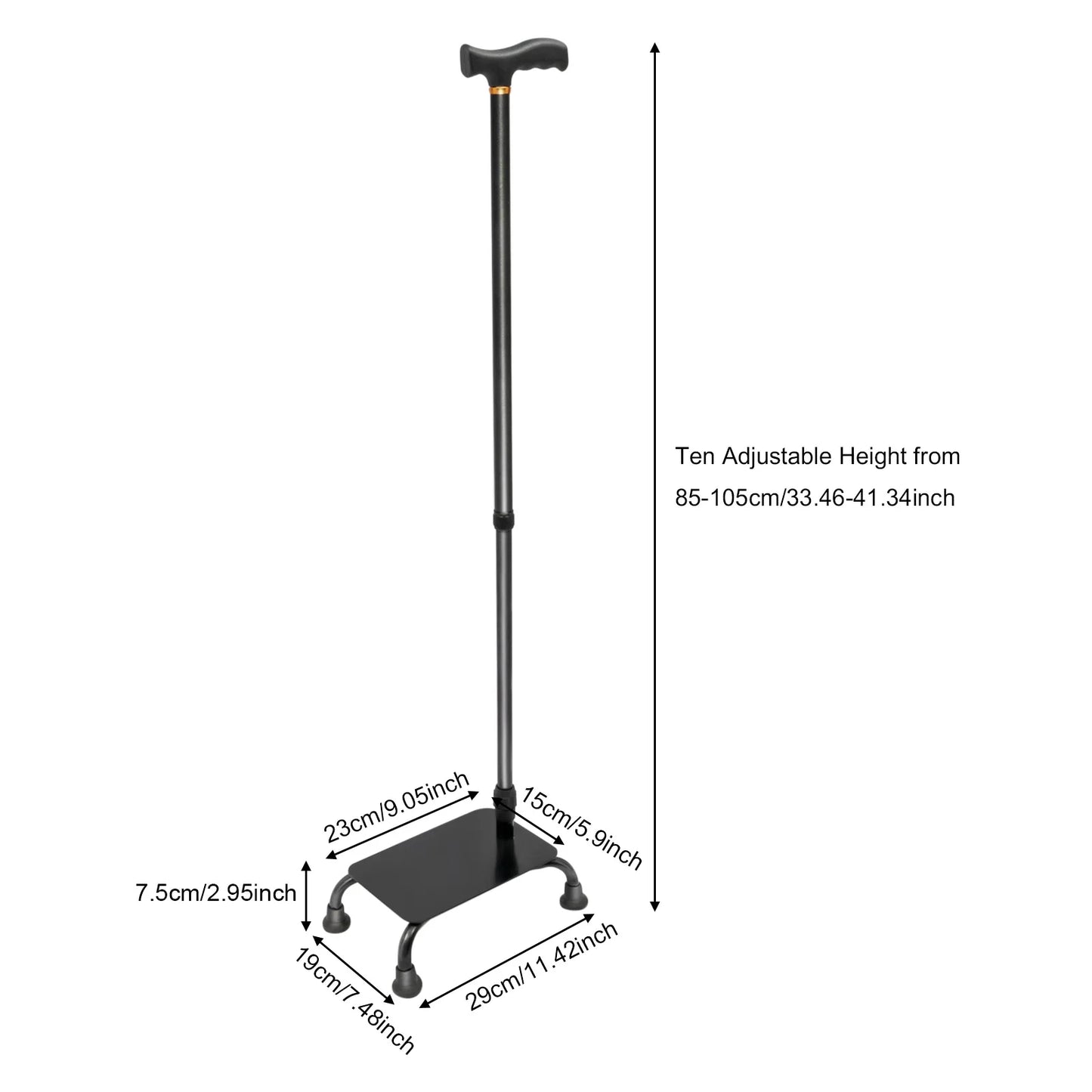 Large Pedal Stairs Cane Half Step Adjustable Walking Stick