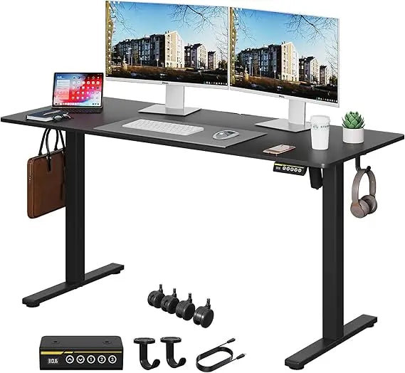 Electric Standing Desk Adjustable Height 53x24 Wheels