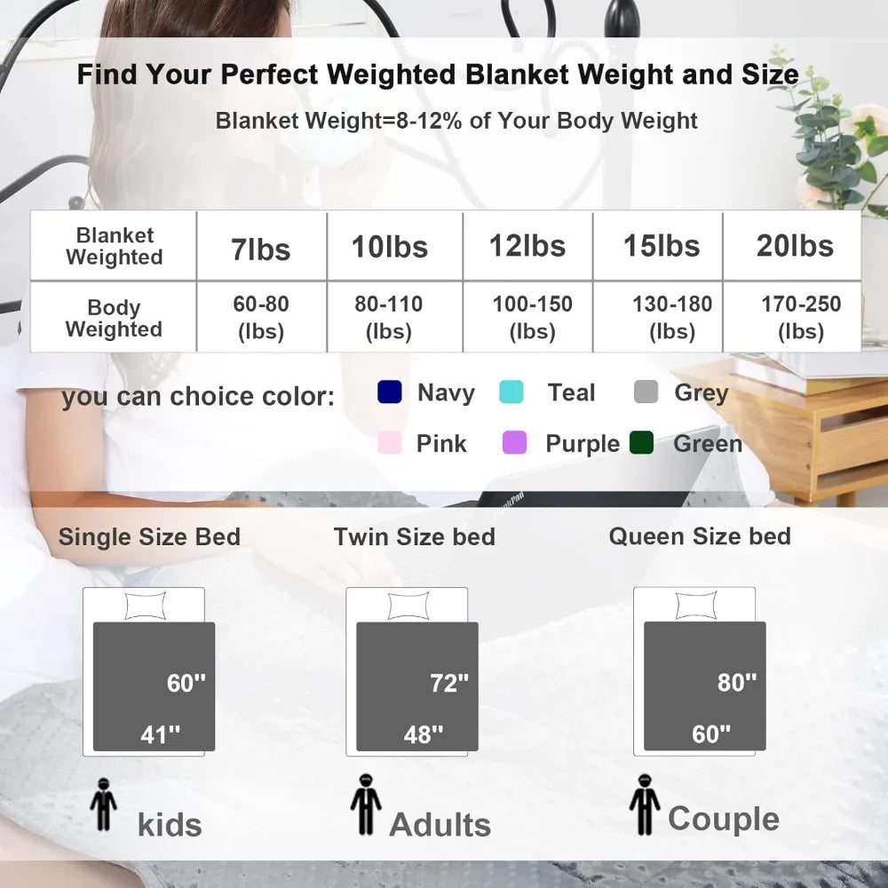 Twin Size 20 Pound Weighted Blanket 48x72 Green Breathable