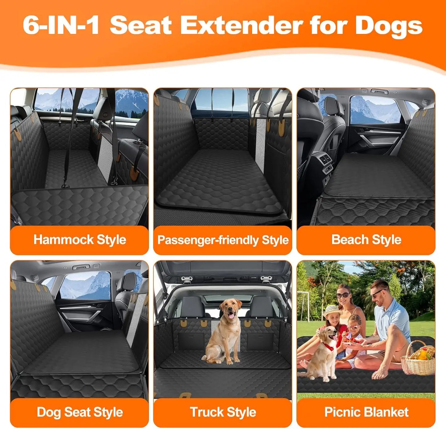 Waterproof Foldable Dog Car Seat Hammock And Rear Protector