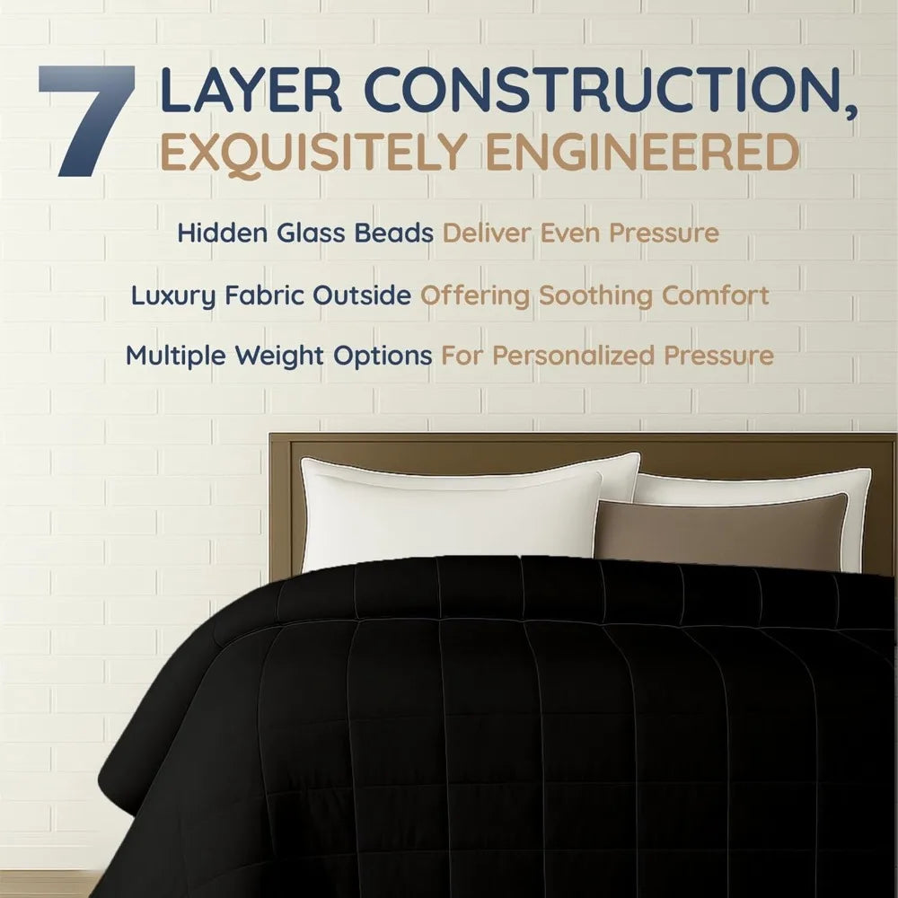 Premium 20Lb Breathable King Size Weighted Blanket Black