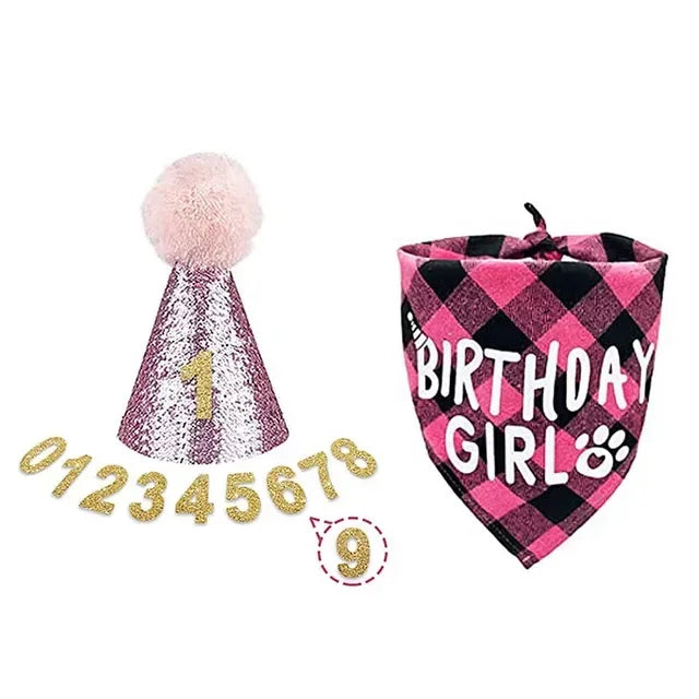 Pet Birthday Props Hat Scarf For Dogs Cats Party Decoration