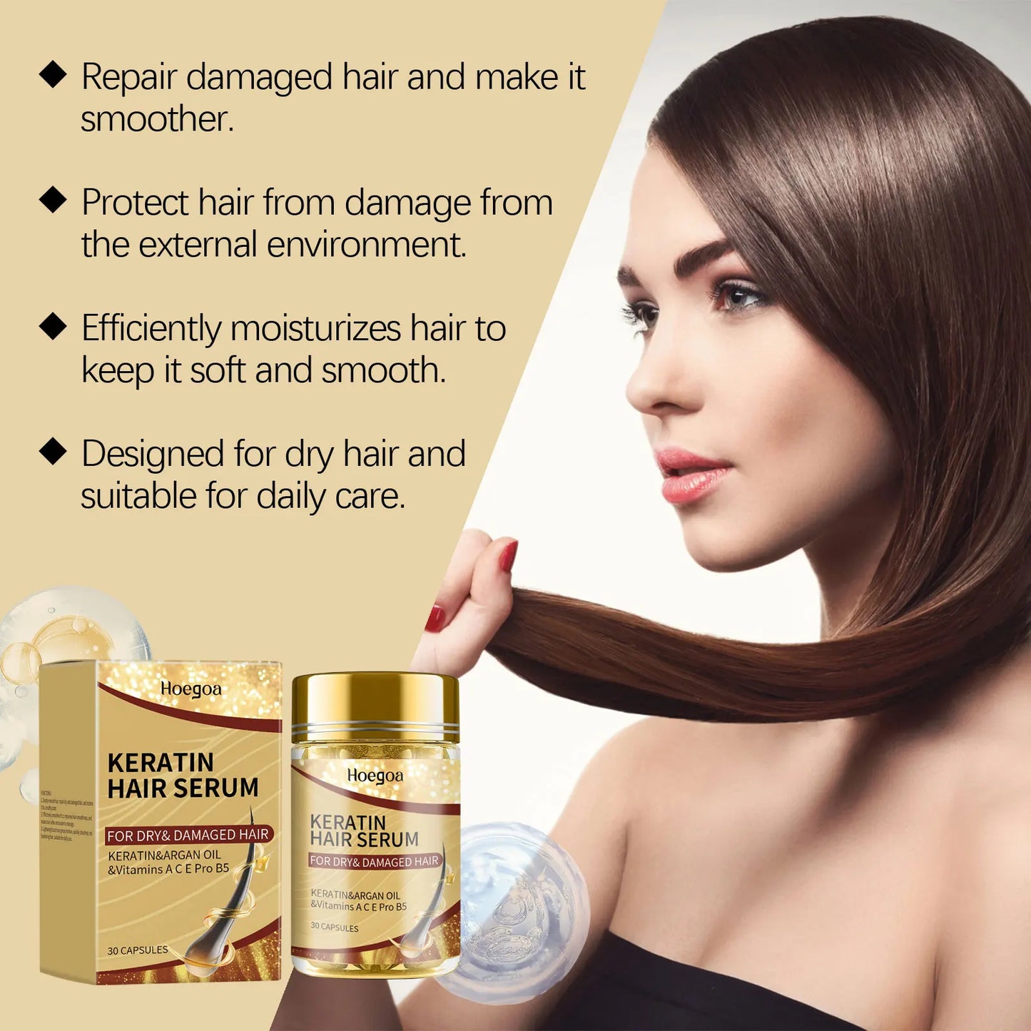 Hoegoa Keratin Hair Care Essence Oil Repair Damaged Hair