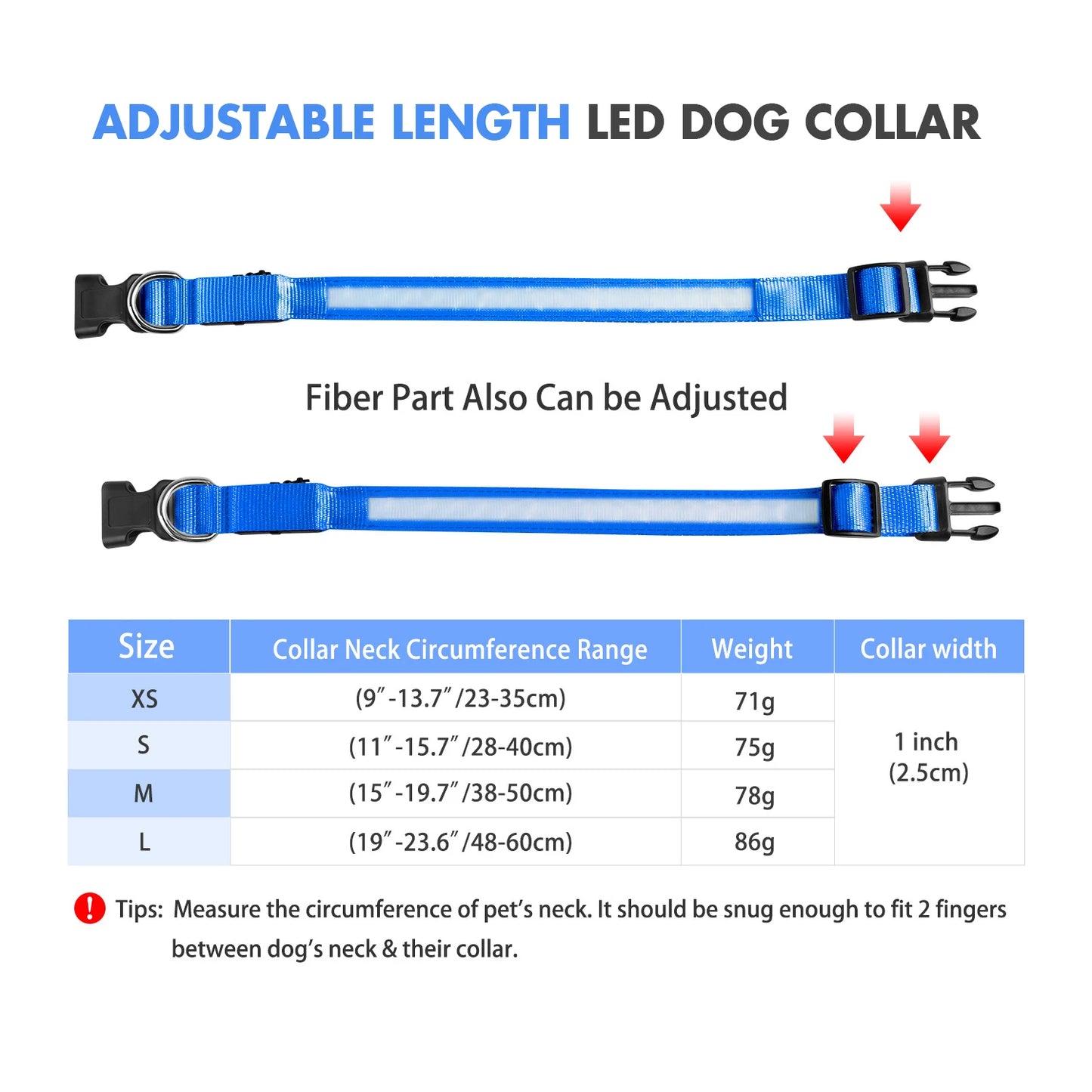 Masbrill Led Dog Collar Waterproof Glow Necklace Flashing
