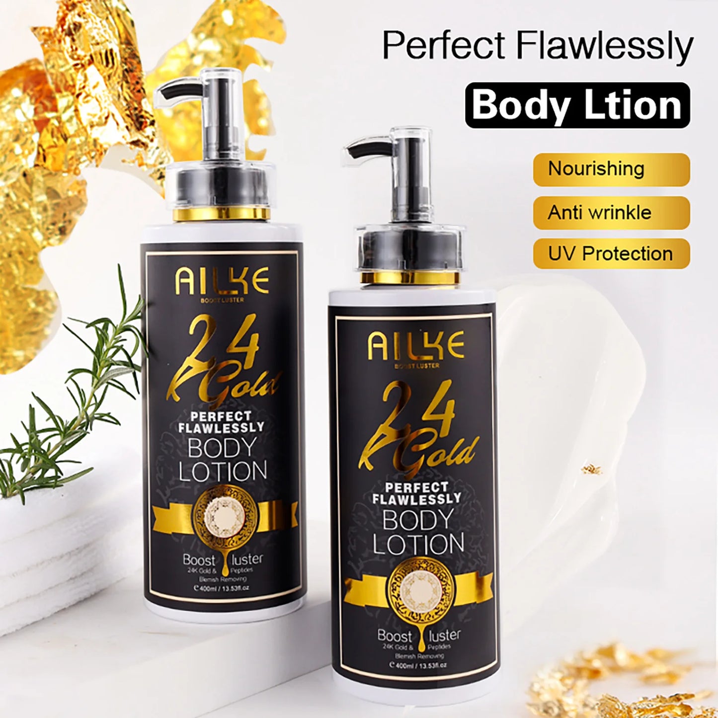 Ailke 24K Gold Flawless Body Oil Whitening Brightening