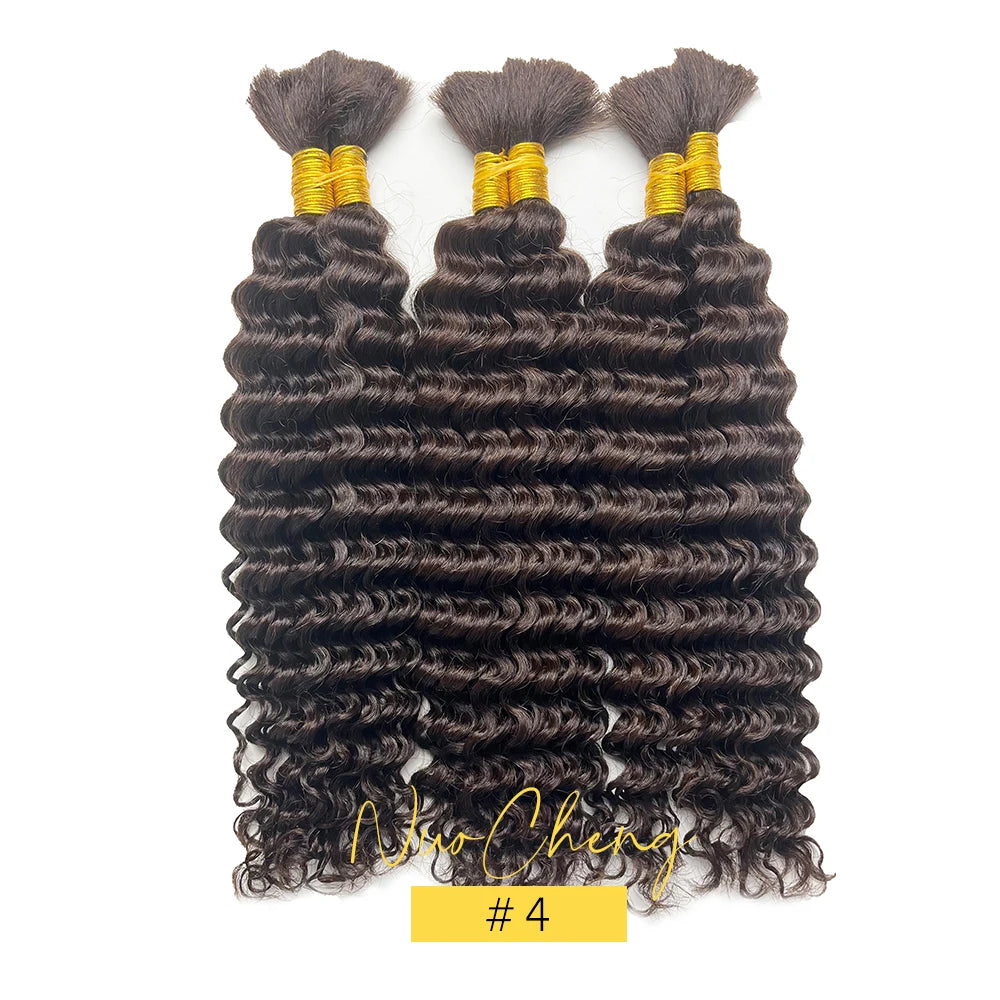 2 Bundles Brazilian Deep Wave Human Hair For Braids 14 Inch