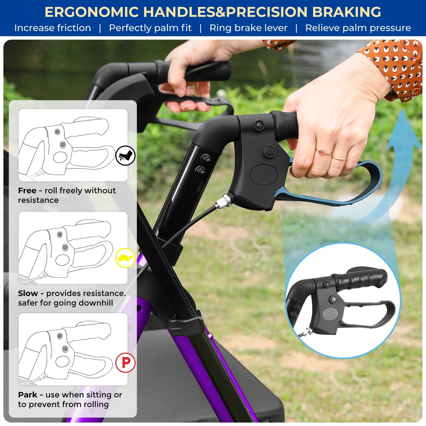 Lightweight 2 In 1 Rolling Walker Wheelchair With Brakes