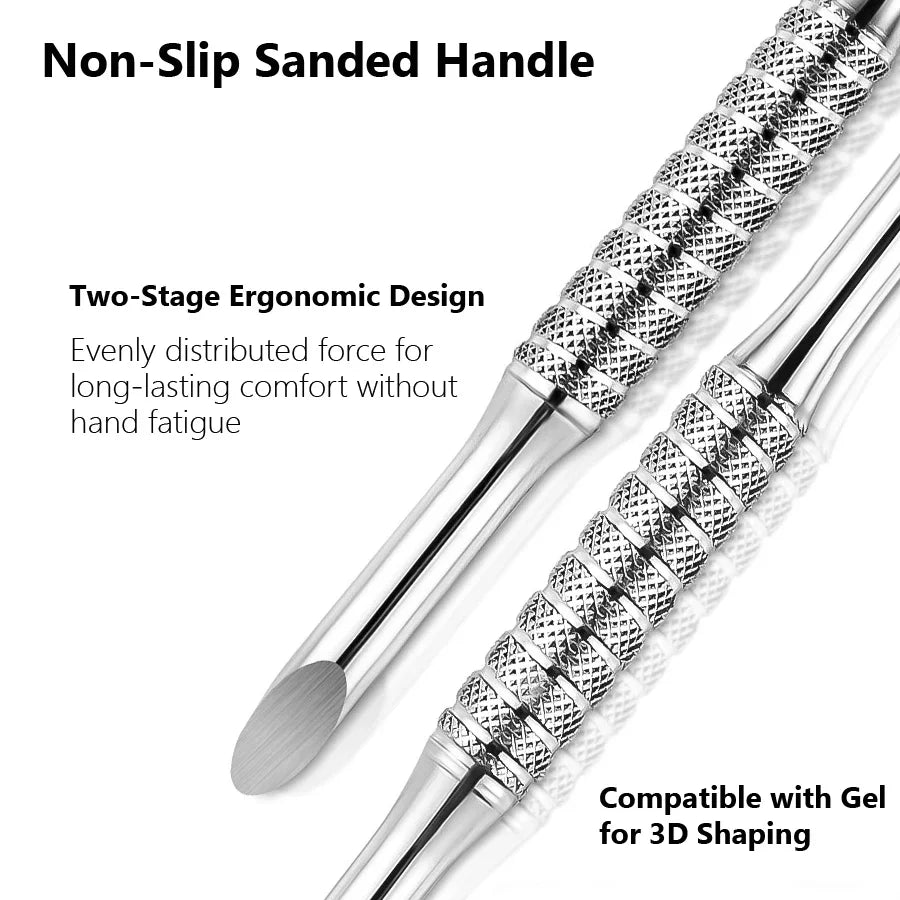 Double Head Angled Cuticle Pusher Bevel Stainless Steel