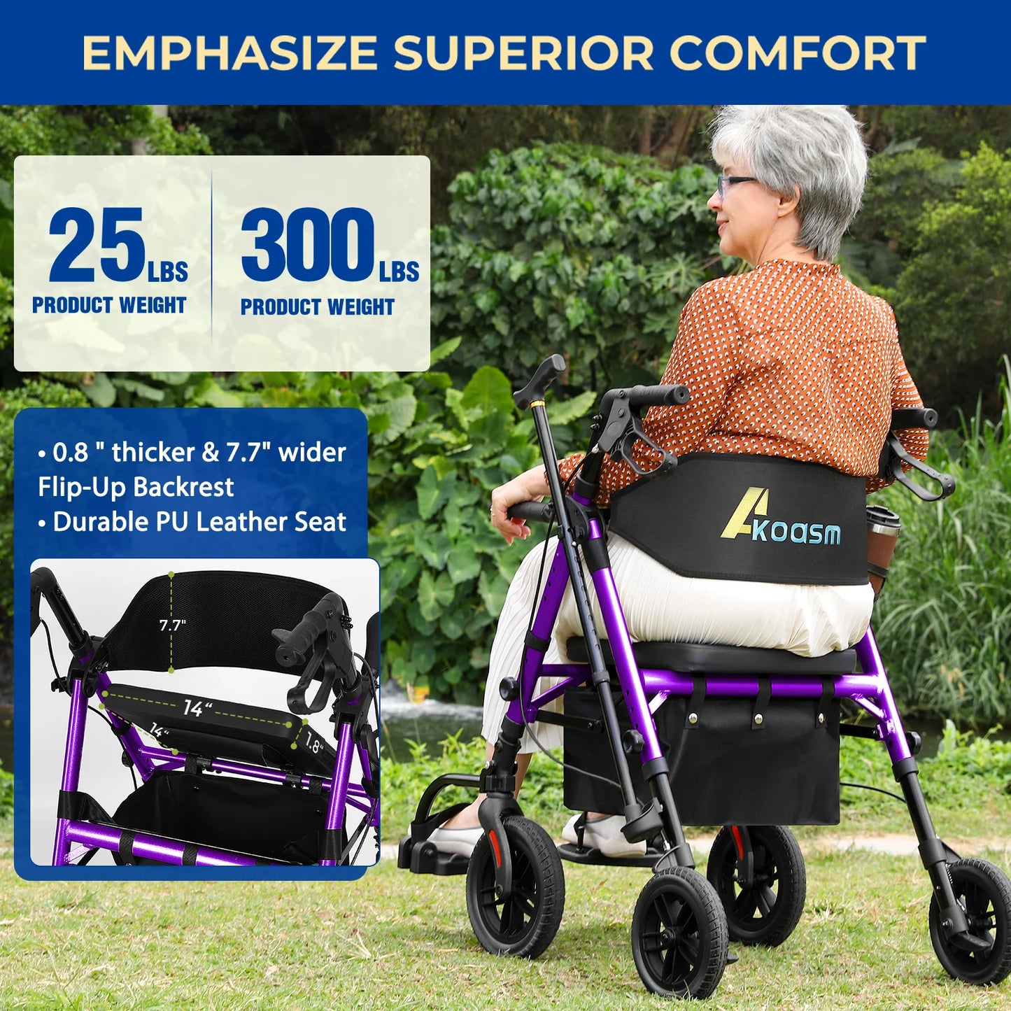 Lightweight 2 In 1 Rolling Walker Wheelchair With Brakes