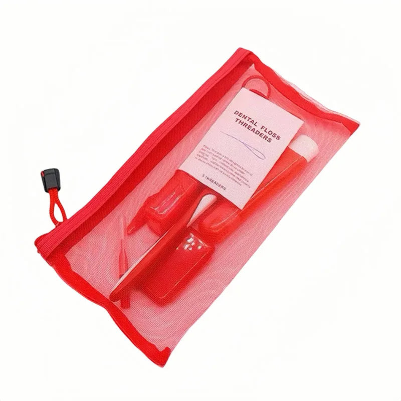 8pcs/set Dental Care Brush Kit Orthodontic Teeth Cleaning Tool Foldable Toothbrush Interdental Brush Floss Thread Wax Travel Kit