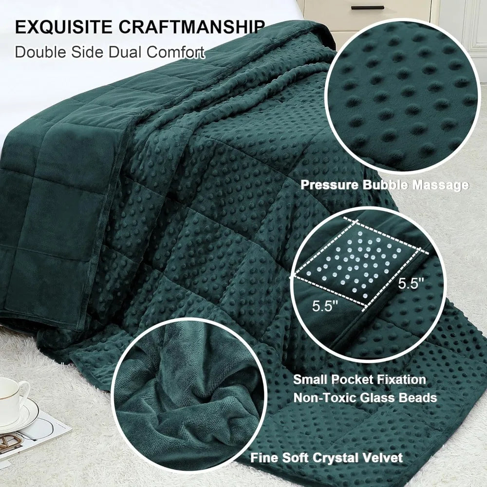 Twin Size 20 Pound Weighted Blanket 48x72 Green Breathable