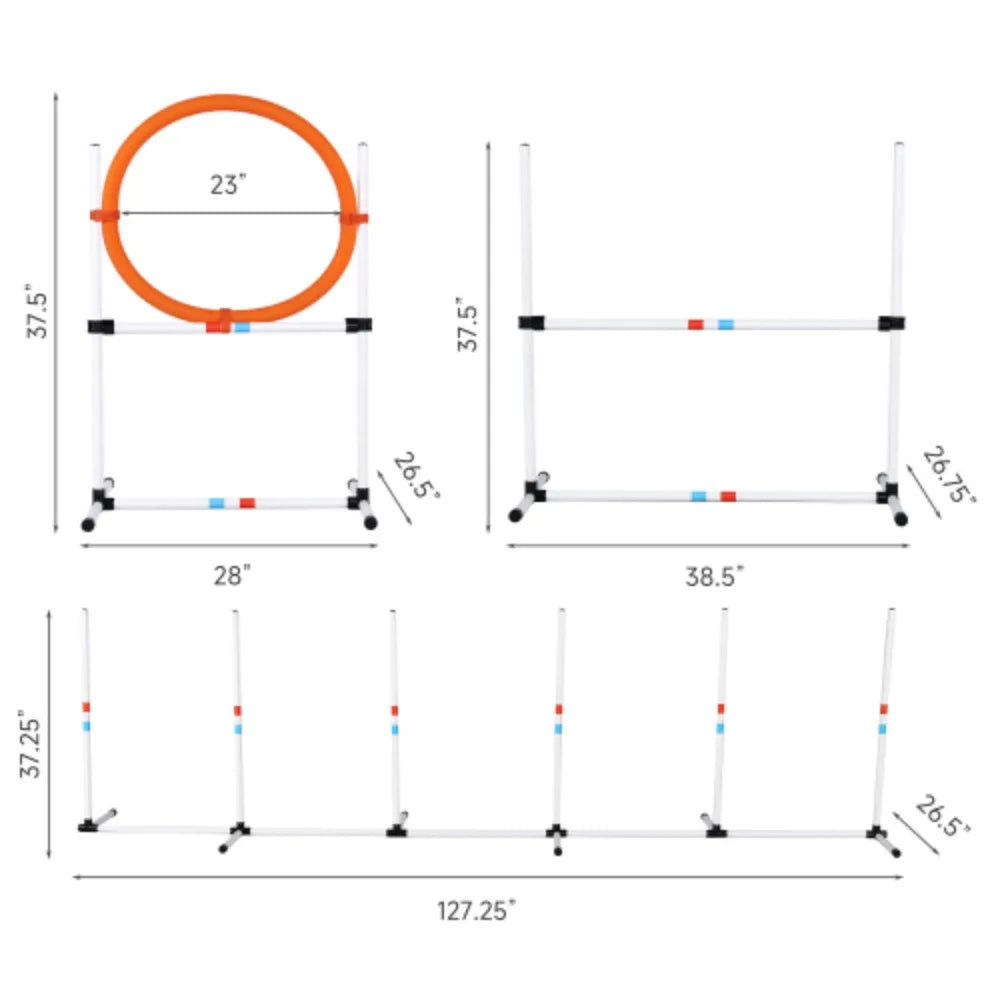 3 Piece Dog Agility Equipment Set For Obstacle Course