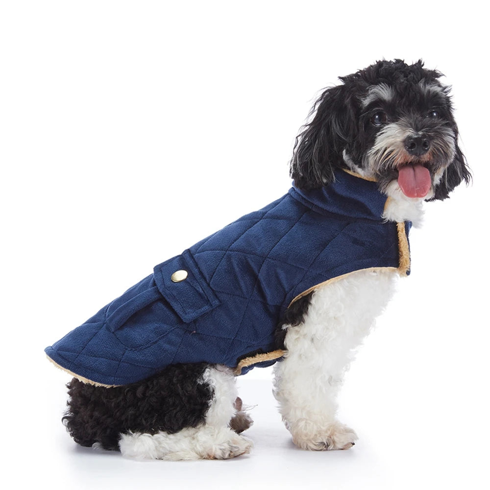 Autumn Winter Plush Pet Coat For Dogs Plaid Thermal Jacket