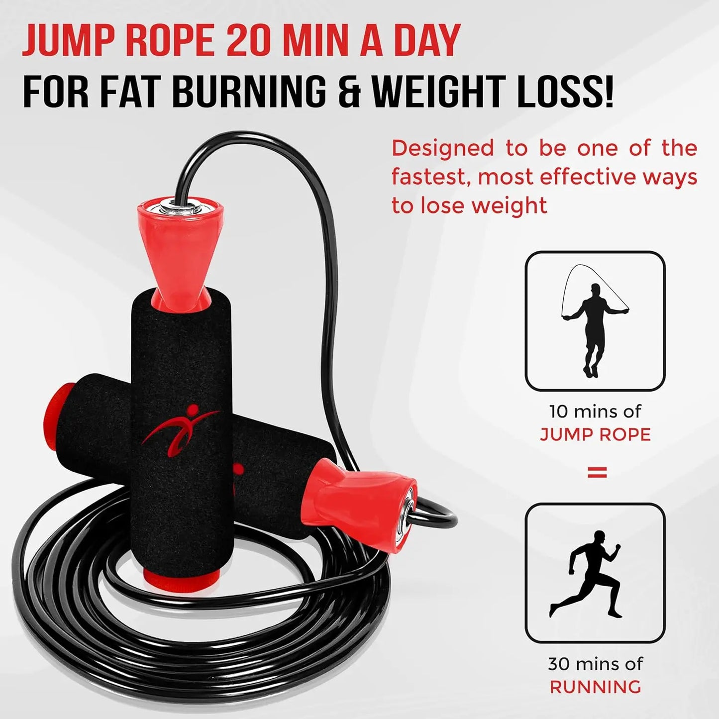 Jump Rope For Fitness And Boxing Adjustable Tangle Free Red