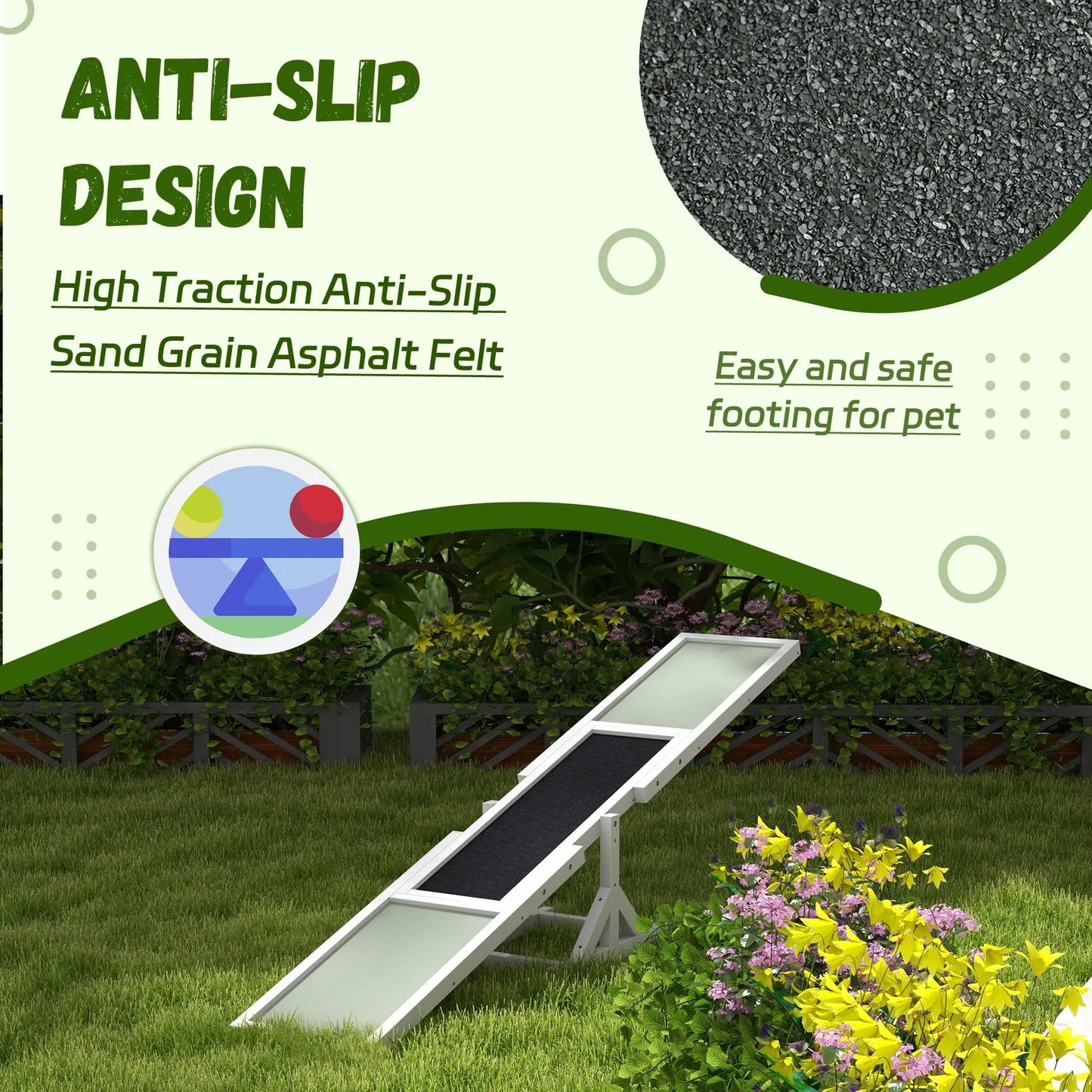 PawHut Dog Agility Seesaw Wooden Training Equipment White