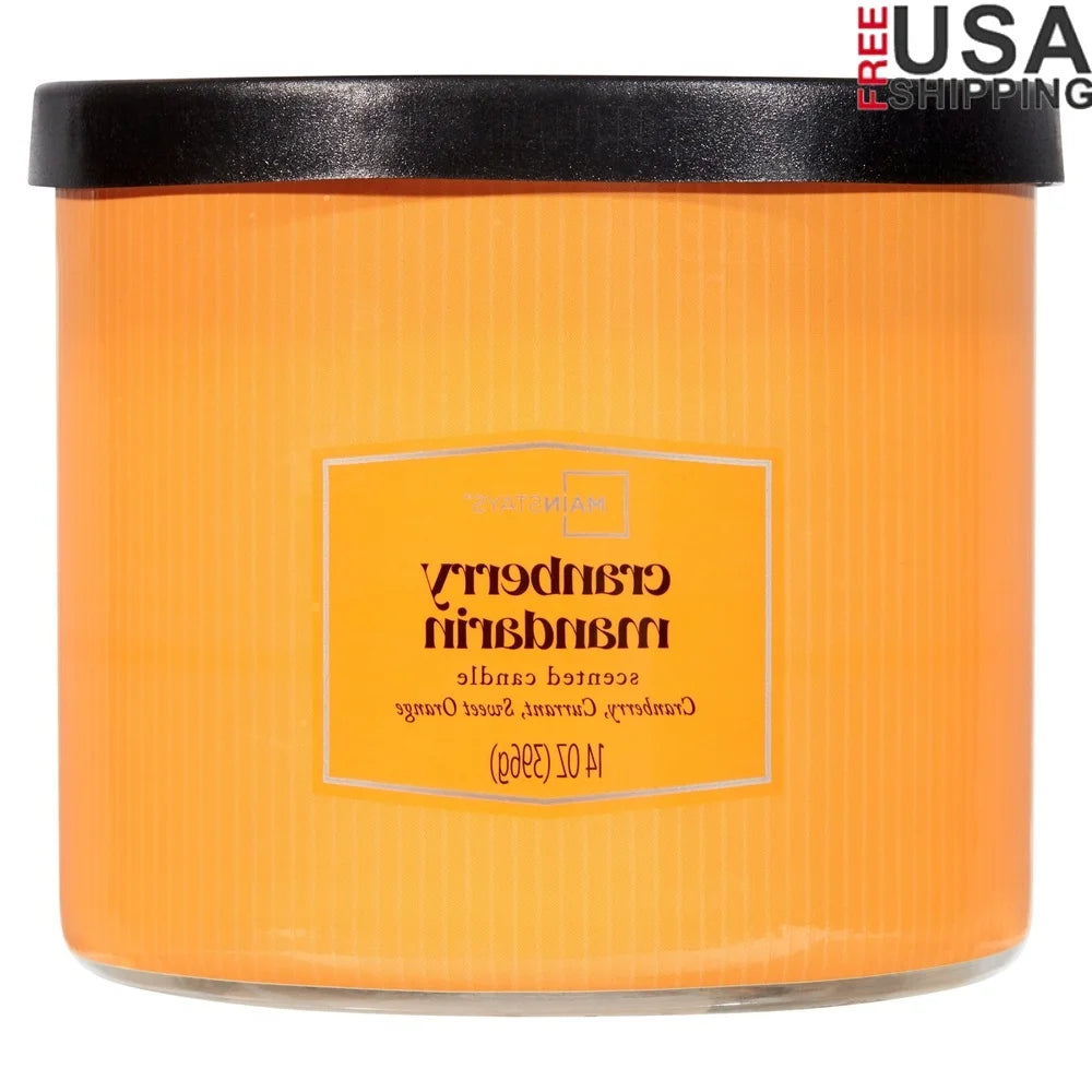 Three Wick Cranberry Mandarin Scented Aromatherapy Candle