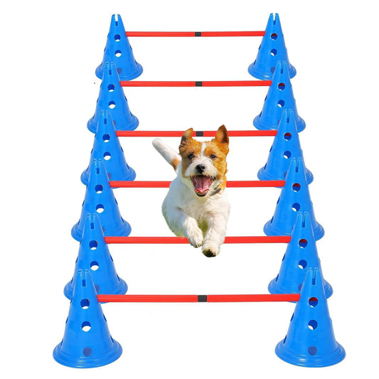 Dog Agility Hurdle Cone Set With 12 Cones And 6 Rods