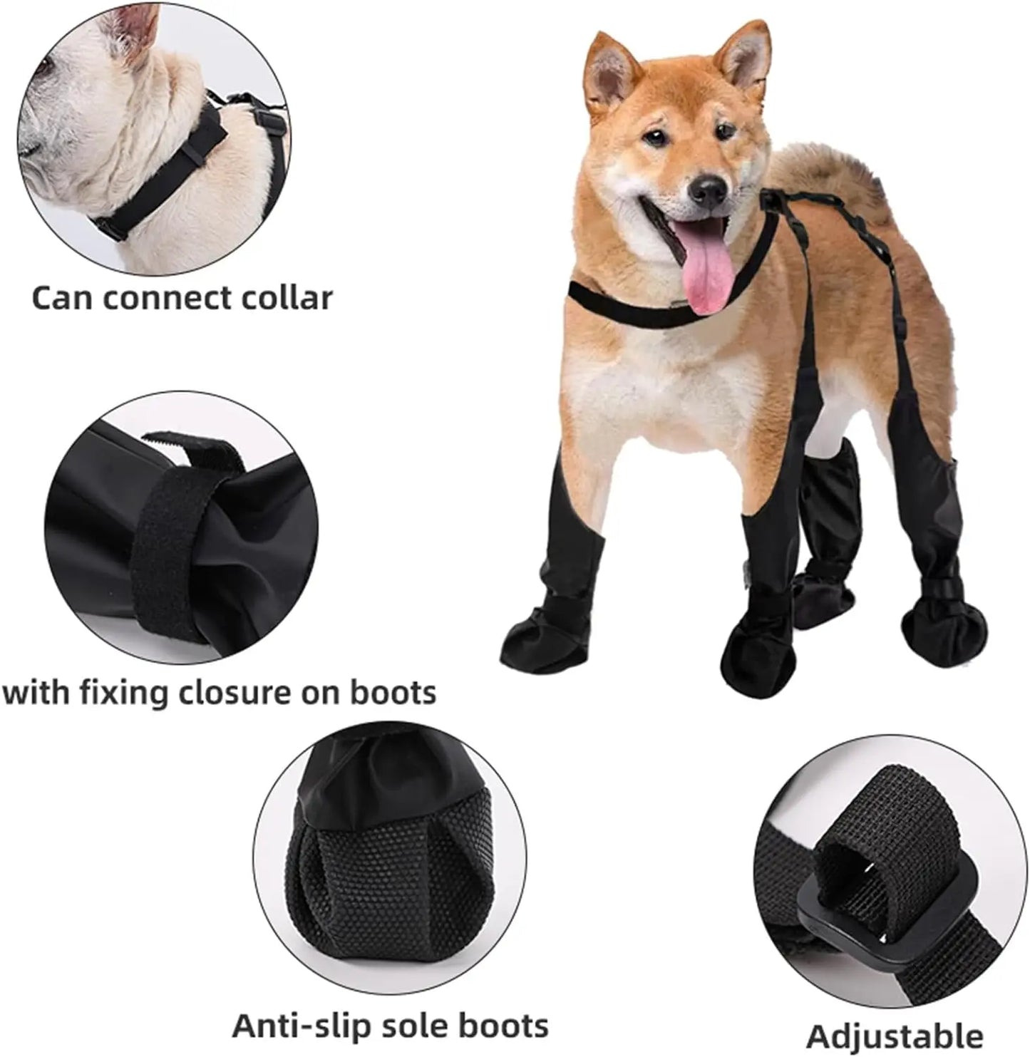Walking Dog Boots With Waterproof Leggings And Straps