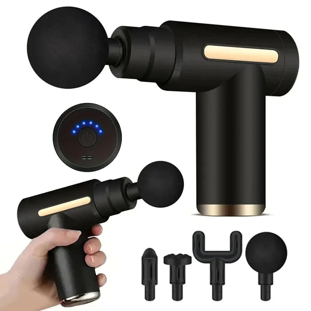 Mini Fascia Massage Gun Electric Massager With 4 Heads