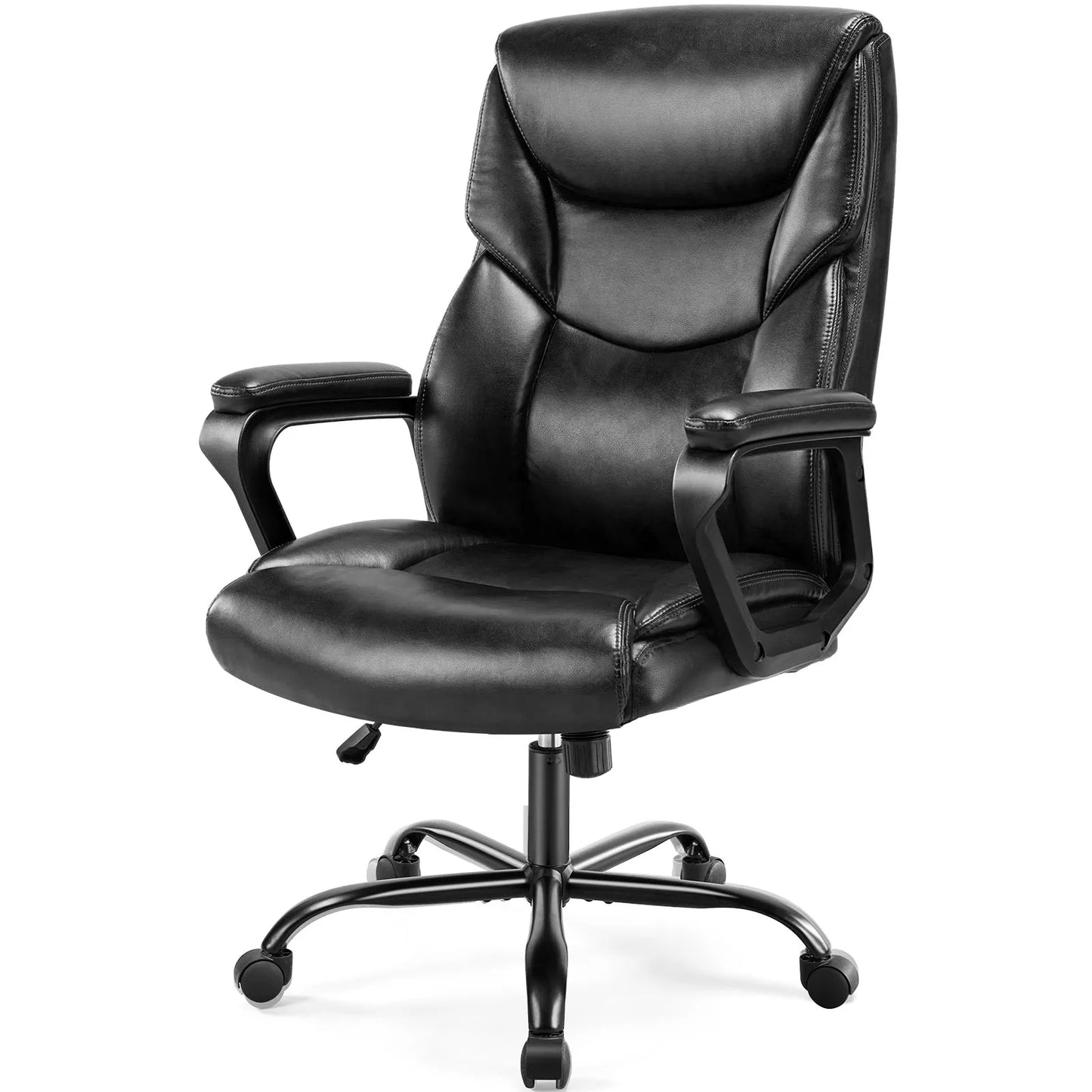 JHK Ergonomic PU Leather Armrest Chair With Lumbar Support