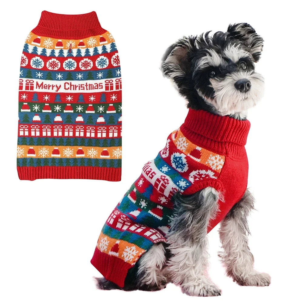 Christmas Dog Sweater for Small Dogs Winter Knitwear Warm