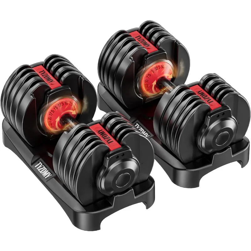 Adjustable Dumbbell Set 52.5 Lbs Pair 105 Lbs Total 15 in 1