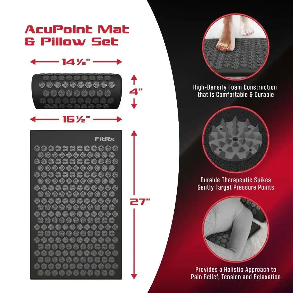 AcuPoint Acupressure Mat and Pillow Set for Back Pain Relief