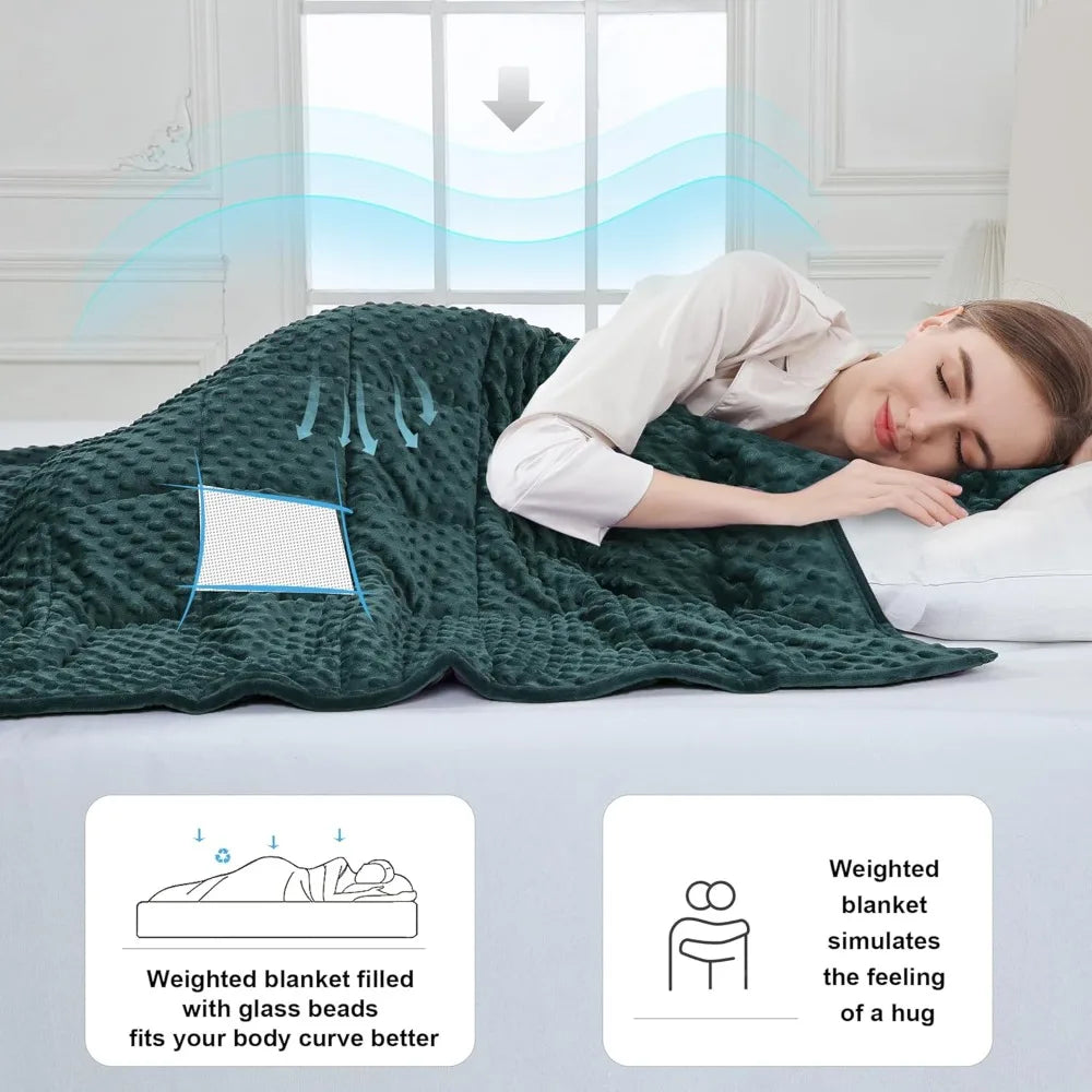 Twin Size 20 Pound Weighted Blanket 48x72 Green Breathable