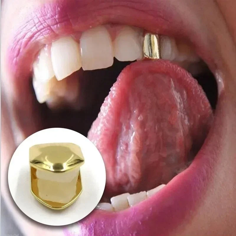HipHop Gold Tooth Braces Single Piece Dental Decoration Electroplated Hip-hop Accessories Golden Teeth Grills Украшения