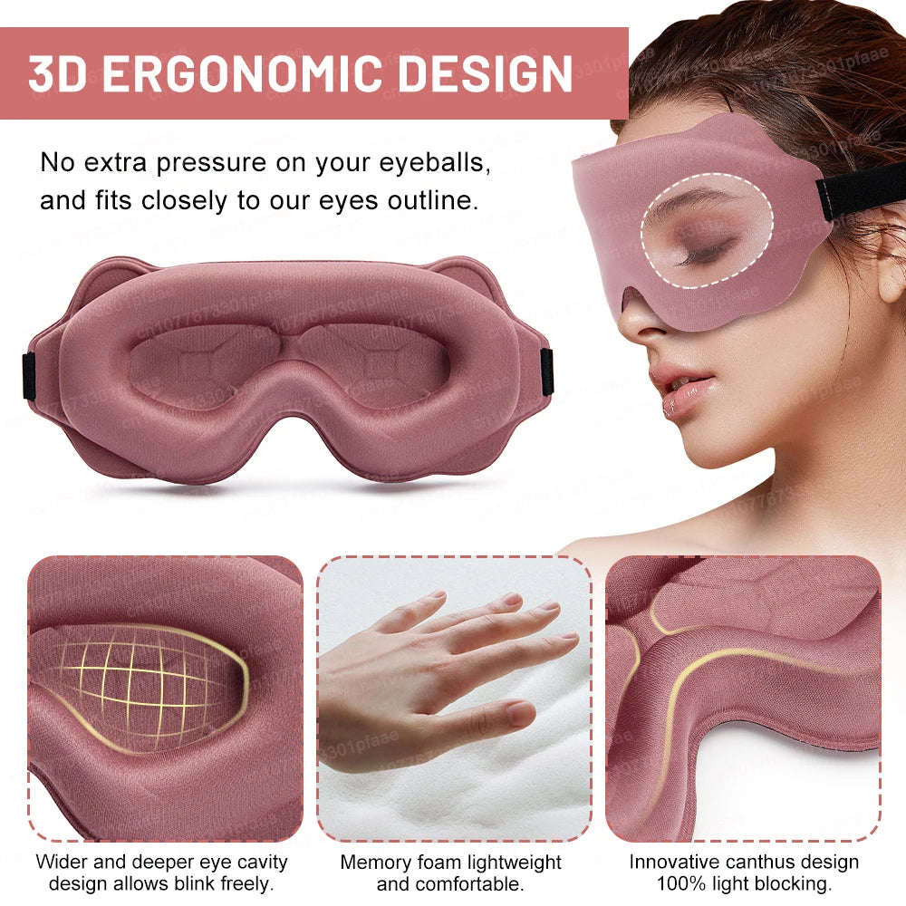 3D Sleep Mask Blindfold Light Blocking Eye Shade Memory Foam
