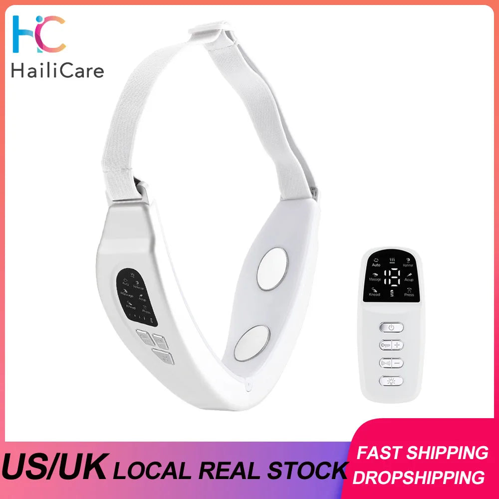 US UK Stock Microcurrent EMS V-face Lift Device Facial Vibration Massager Skin Care Double Chin Remover Face Slim