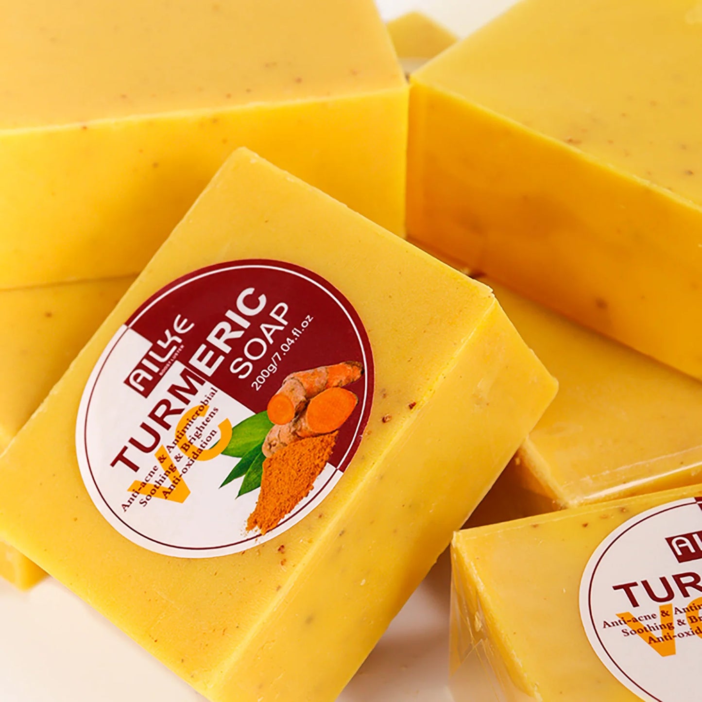 AILKE Natural Turmeric Soap for Face and Body Oil Control