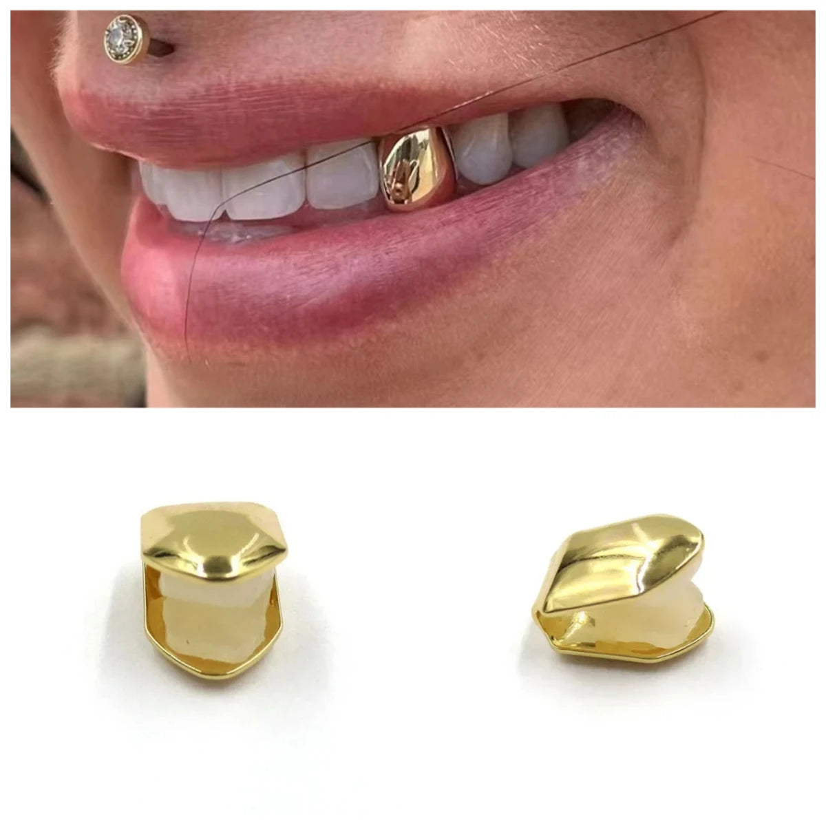 HipHop Gold Tooth Braces Single Piece Dental Decoration Electroplated Hip-hop Accessories Golden Teeth Grills Украшения