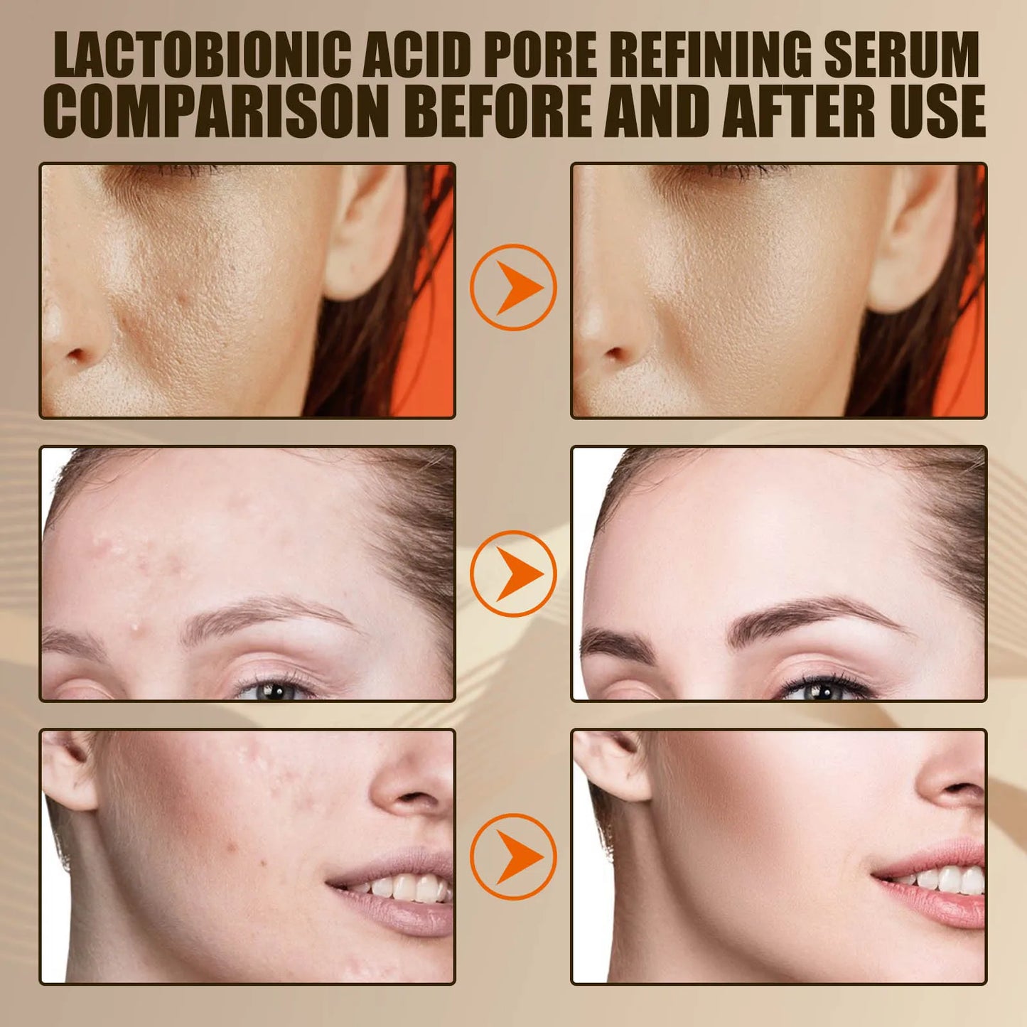 3pcs Lactobionic Acid Pore Shrinking Facial Serum Firming & Moisturizing Cleansing Blackheads & Acne Beauty Skin Care Products
