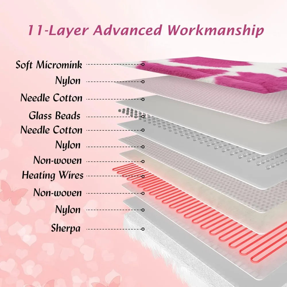 Pink 36 By 48 Weighted Electric Blanket With 12 Settings