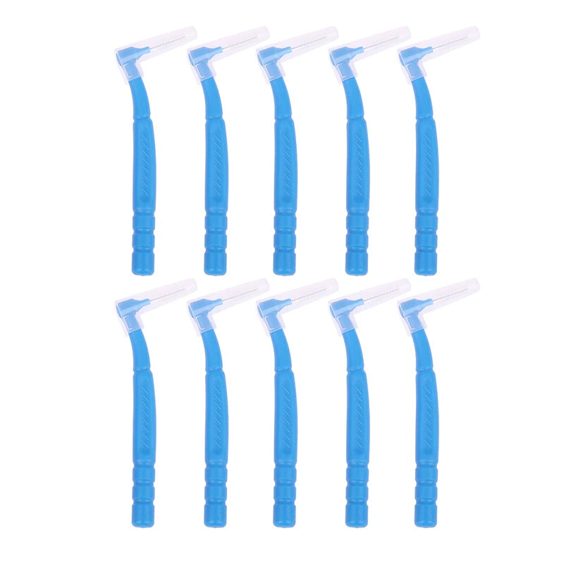 10PCS L-shaped Orthodontics Braces Interdental Brush Clean Between Teeth Mini Toothbrush Inter Dental Cleaning Travel Portable