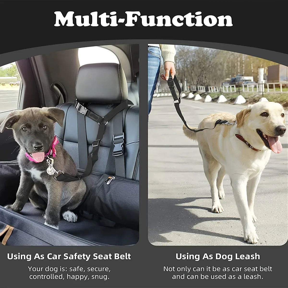 Nylon Two In One Dog Car Seat Belt Adjustable Harness Leash