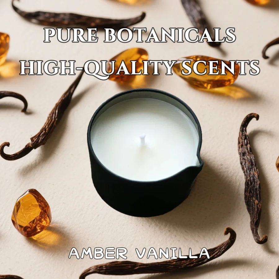 Amber Vanilla Massage Candles Soy Wax Scented Gift Idea