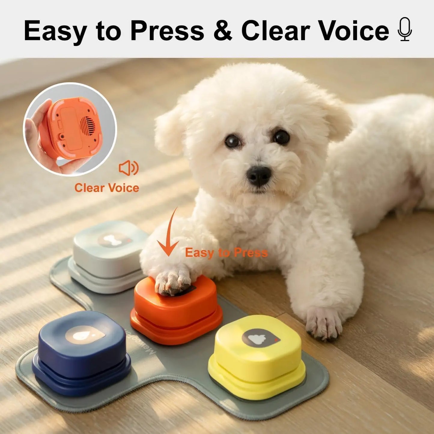 Mewoofun Recordable Dog Talking Buttons Rubber Mat Kit