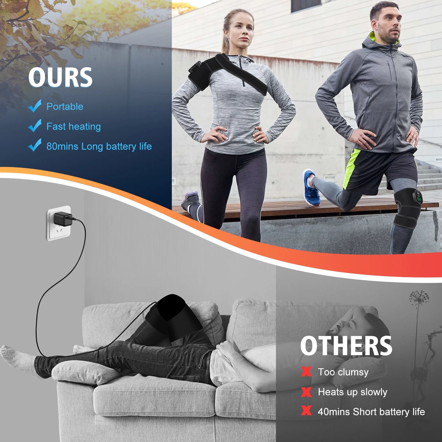 US Stock 3 In 1 Heating Knee Massager With Hot Compress