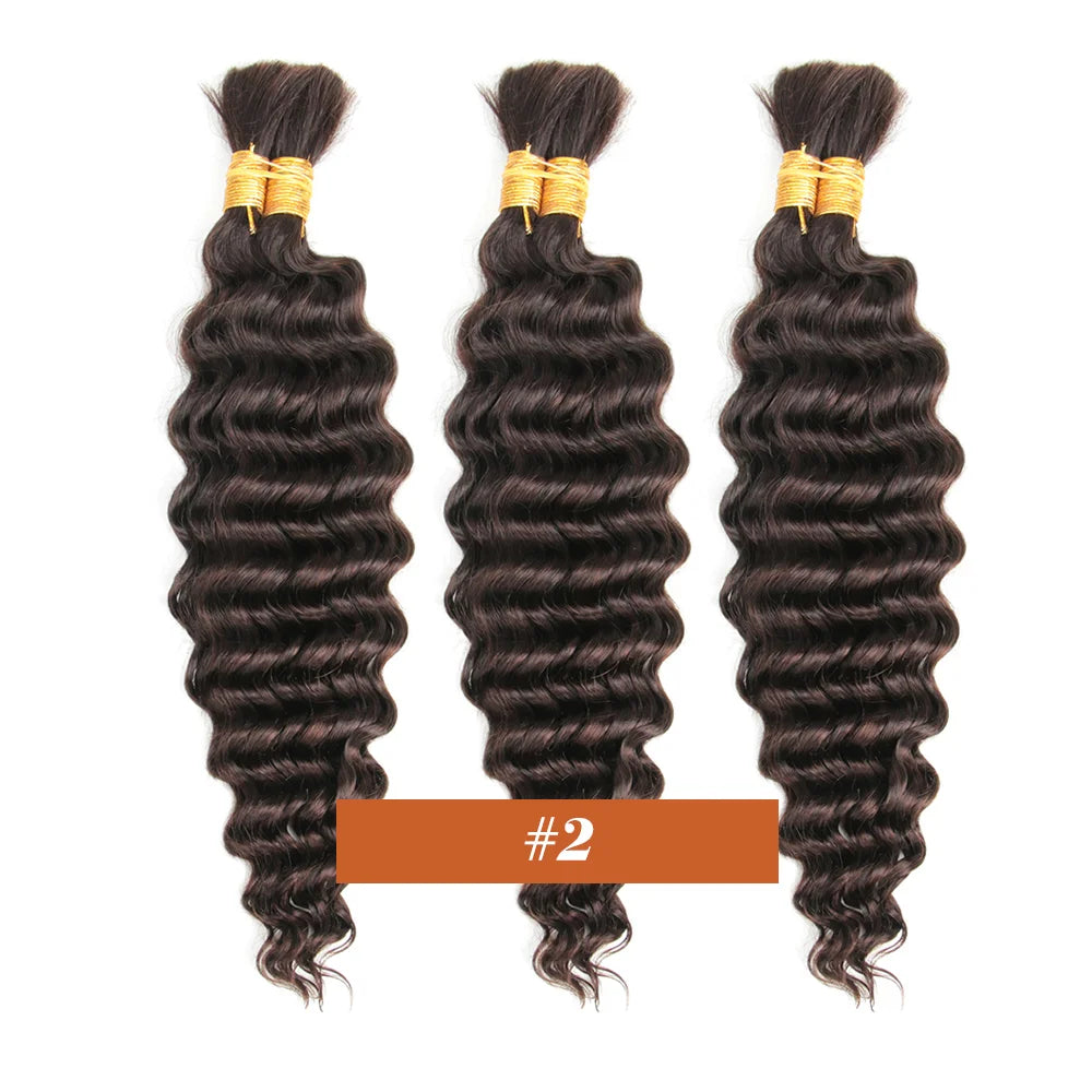 Human Braiding Hair Boho Curly Deep Wave 100g Knotless Bulk