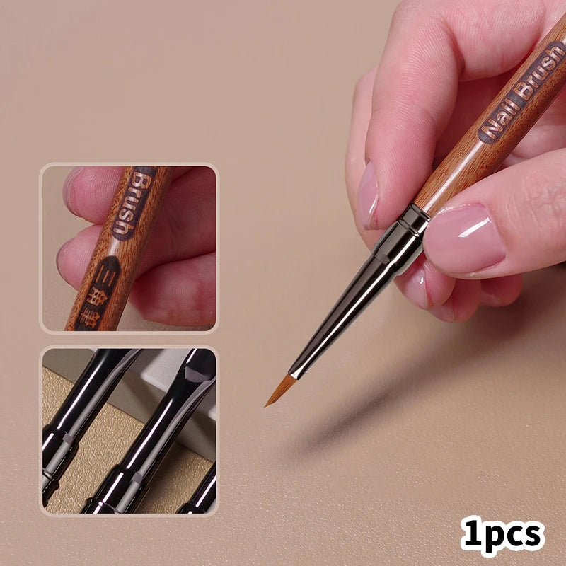 Triangular Nail Art Brush Pen Wood Handle UV Gel Acrylic