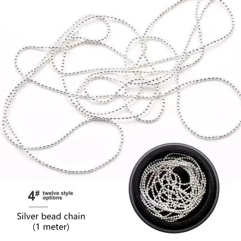 100cm Metal Nail Chains Charm Rhinestone 3D Nail Art DIY