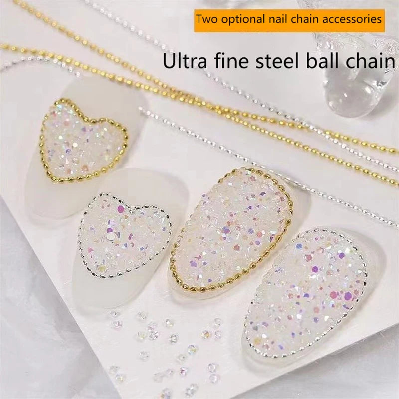 100cm Metal Nail Chains Charm Rhinestone 3D Nail Art DIY