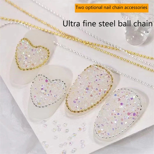 100cm Metal Nail Chains Charm Rhinestone 3D Nail Art DIY