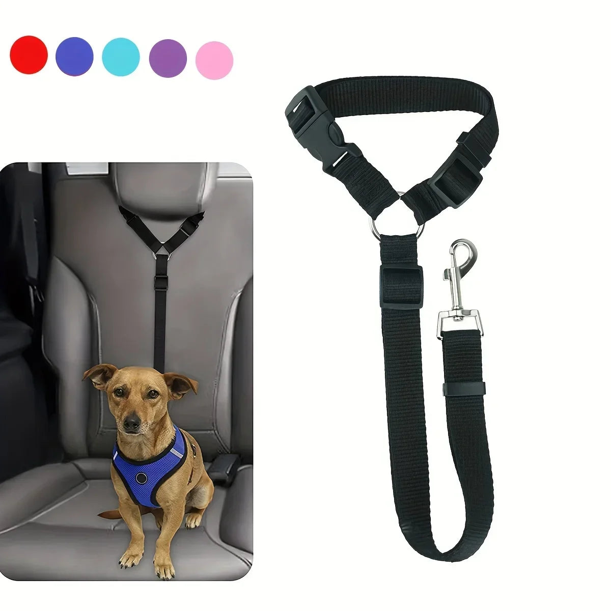 Nylon Two In One Dog Car Seat Belt Adjustable Harness Leash