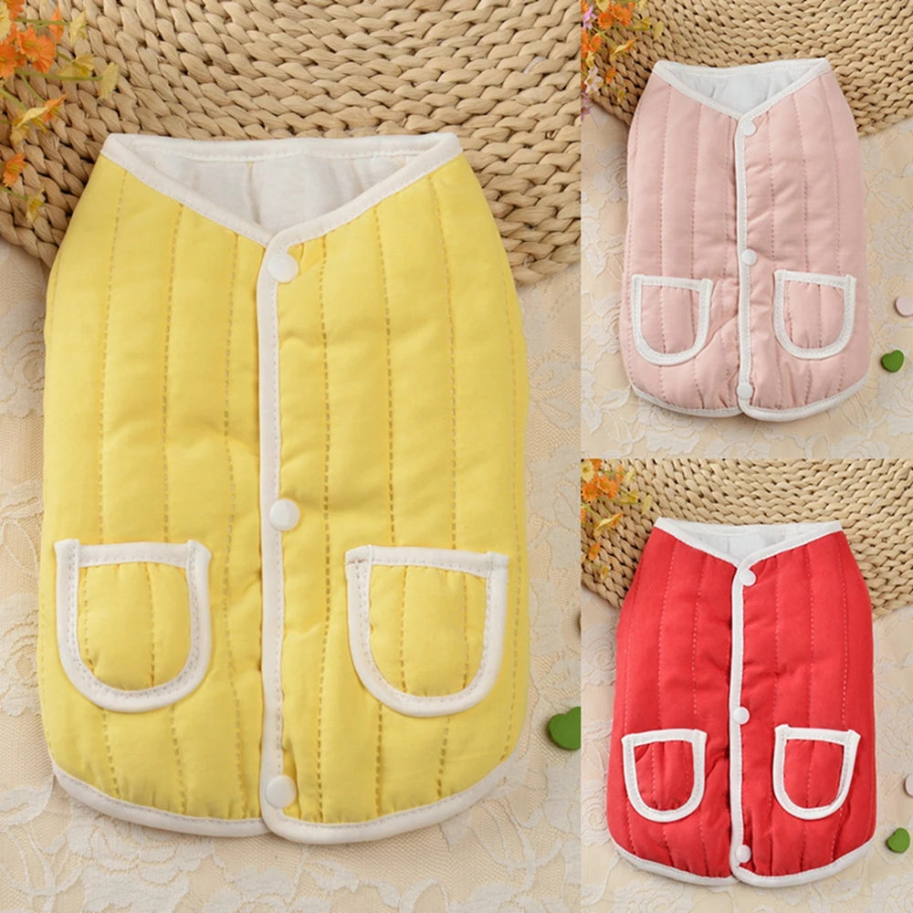 Cotton Padded Dog Coat Vest With Pockets For Small Dogs
