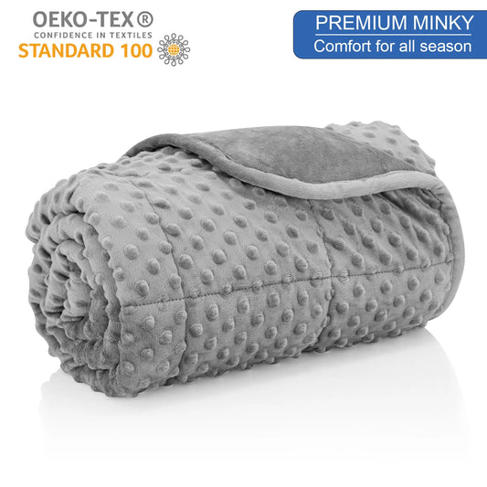 Gray Twin Weighted Blanket For Adults With Glass Beads