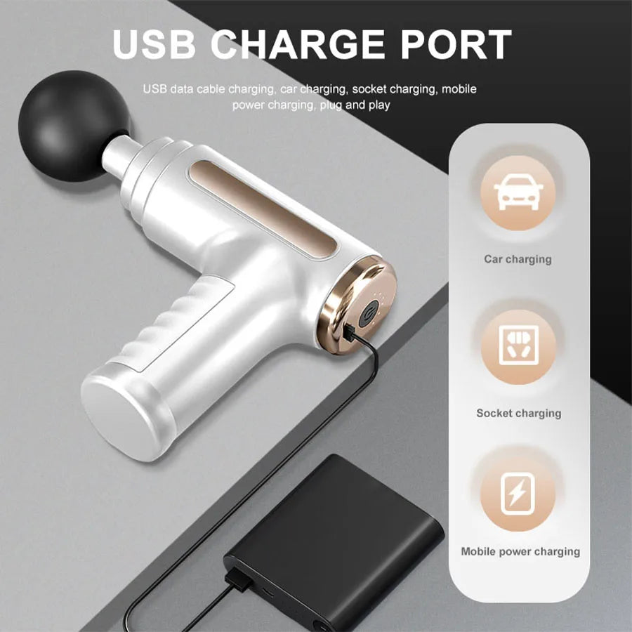 Fitness Massager Fascia Gun With 4 Replaceable Heads