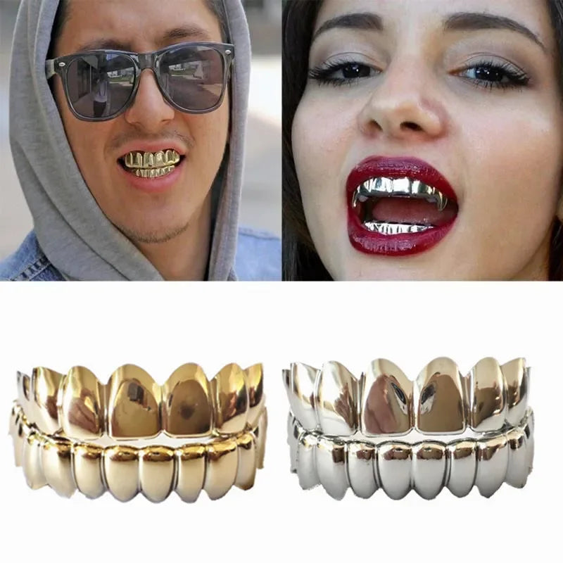 SowSmile Hiphop Gold Silver Real Silicone Gel Snap on Dental False Cover Perfect Smile Veneers Denture Braces Teeth Grillz